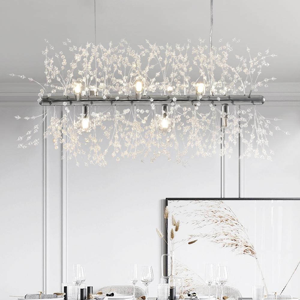 Candelabro Moderno Lineal de Cristal de 9 Luces