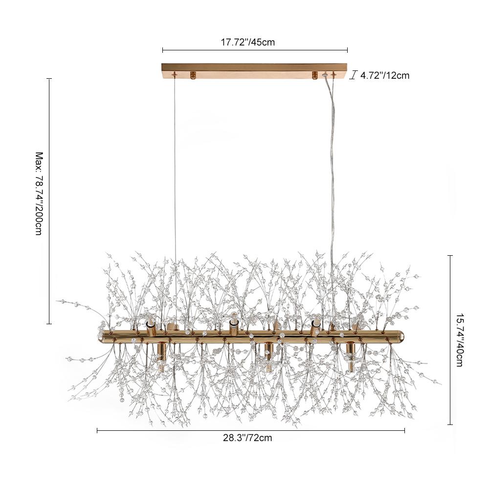 Candelabro Moderno Lineal de Cristal de 9 Luces