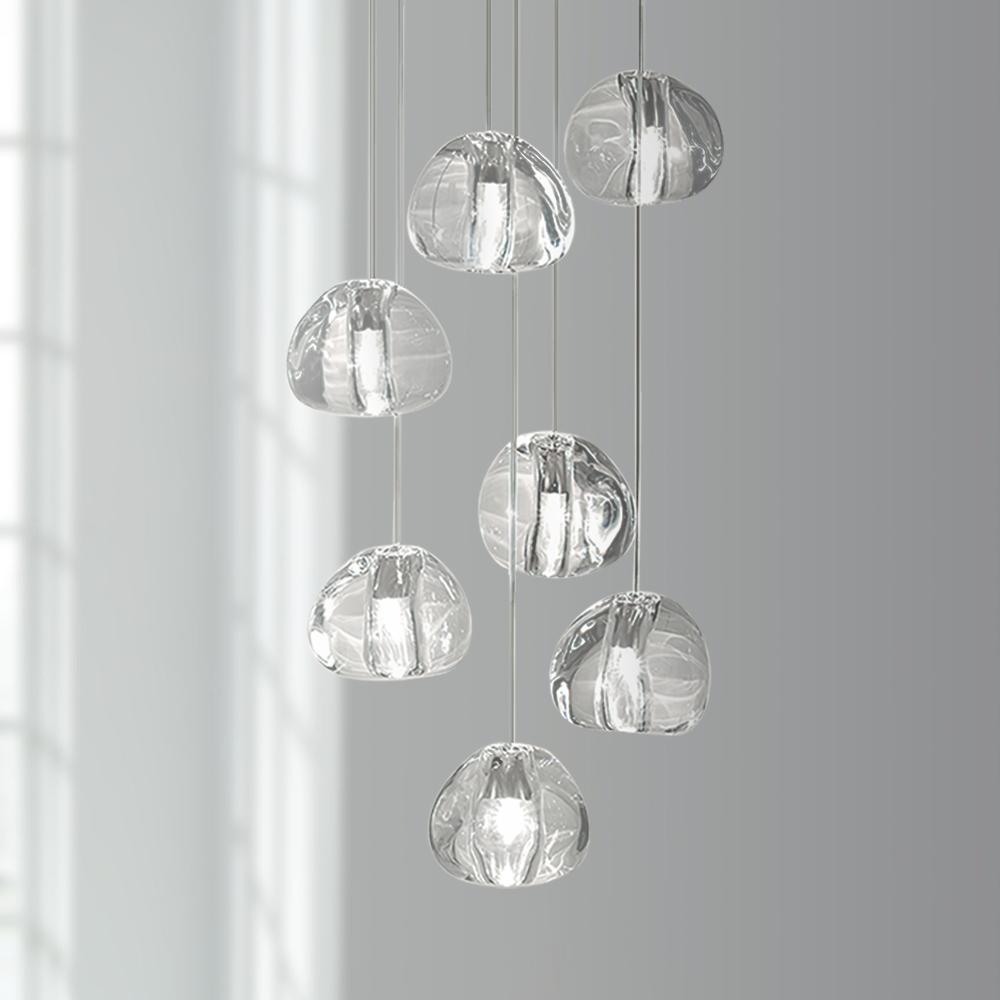 Lámparas Colgantes de Cristal en Grupo Estilo Cascada Contemporáneo