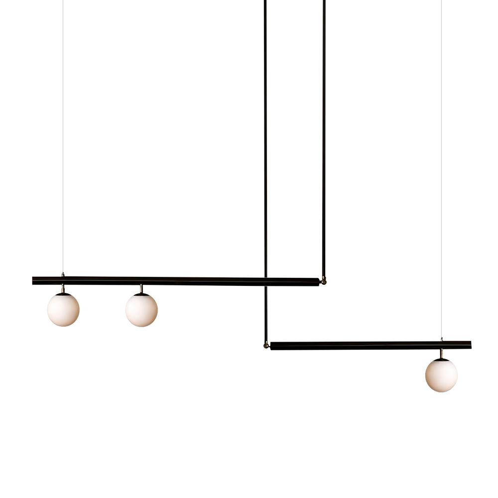 Candelabro Lineal de Vidrio en Forma de Globo de Estilo Moderno de Mediados de Siglo