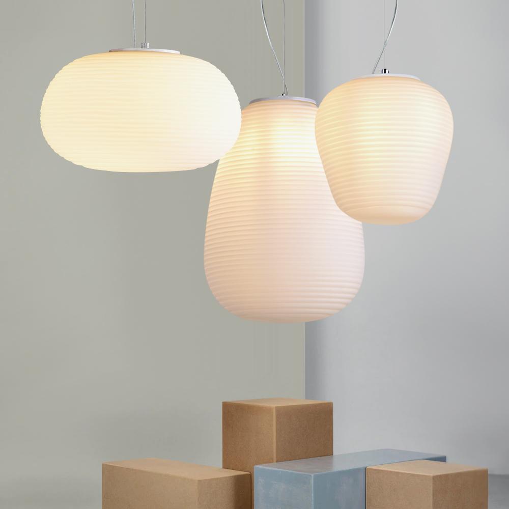 Lámpara Colgante Blanca Moderna con Diseño Estriado