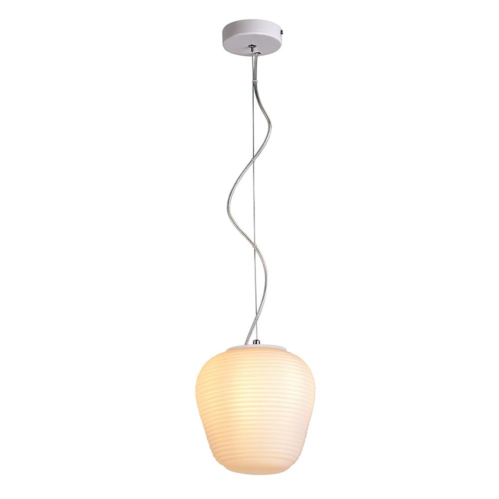 Lámpara Colgante Blanca Moderna con Diseño Estriado
