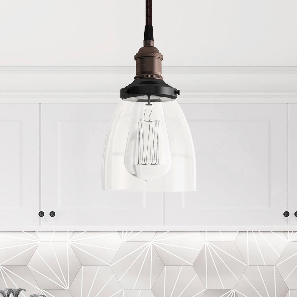 Iluminación Colgante de Vidrio con Campana Moderna