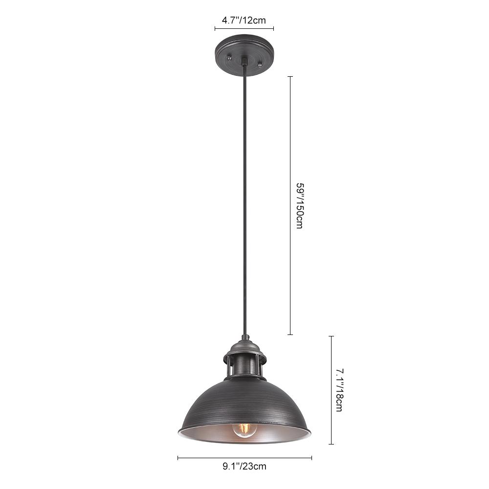 Lámpara Colgante Dome de Tapa de Olla Industrial de 1 Luz