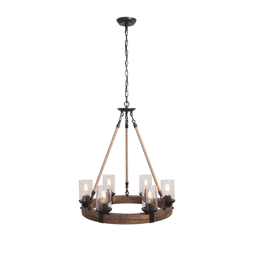 Candelabro de Rueda de Carreta de Granja con Seis Luces