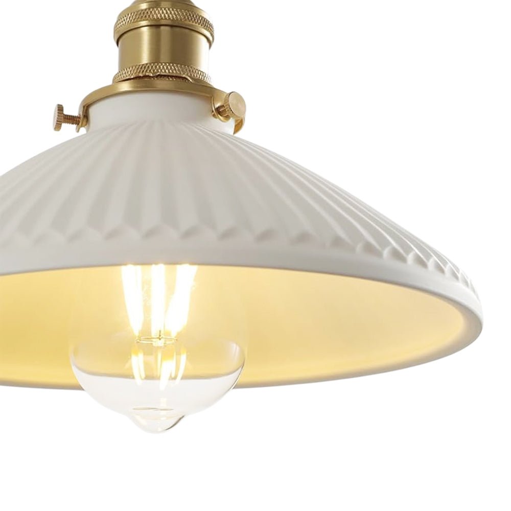 Lámpara Colgante Conical Vintage de Cerámica Blanca de 1 Luz