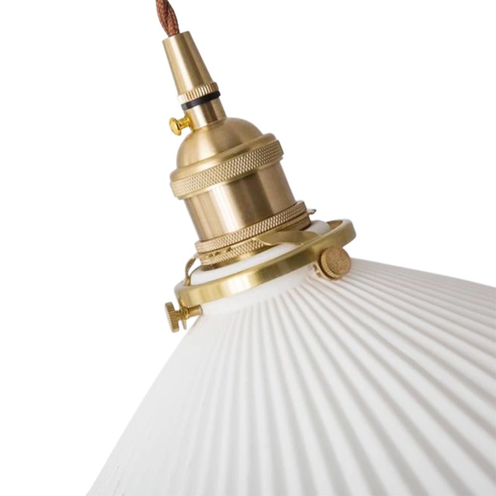 Lámpara Colgante Conical Vintage de Cerámica Blanca de 1 Luz
