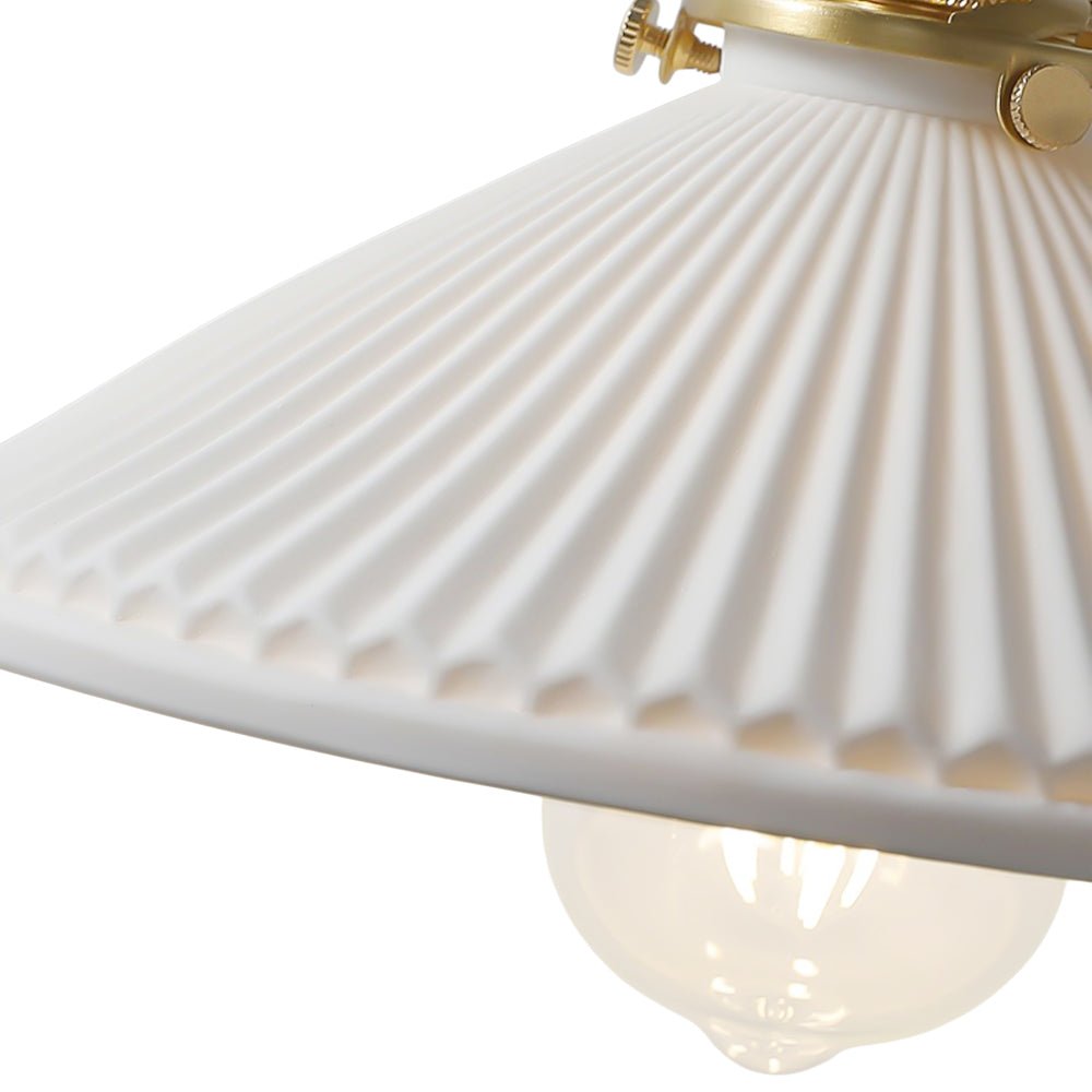 Lámpara Colgante Conical Vintage de Cerámica Blanca de 1 Luz