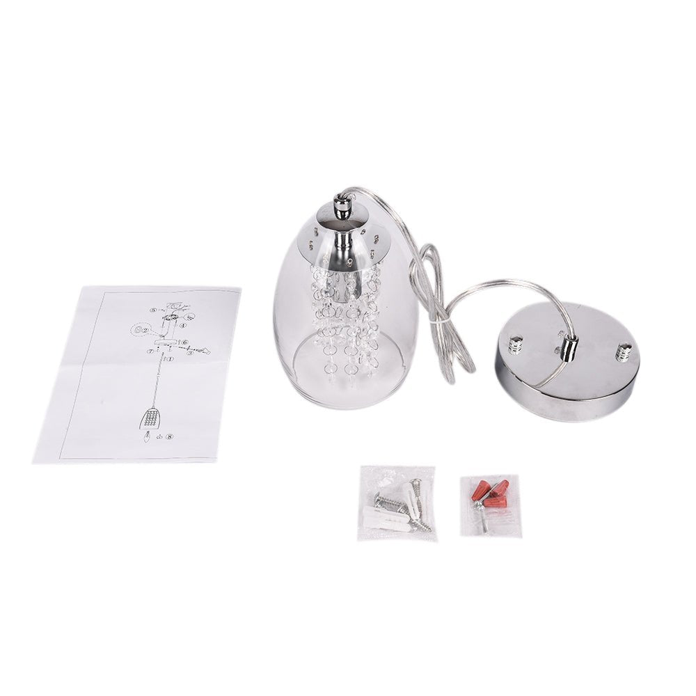 Lámpara Colgante de Vidrio de 1 Luz con Acento de Cristal