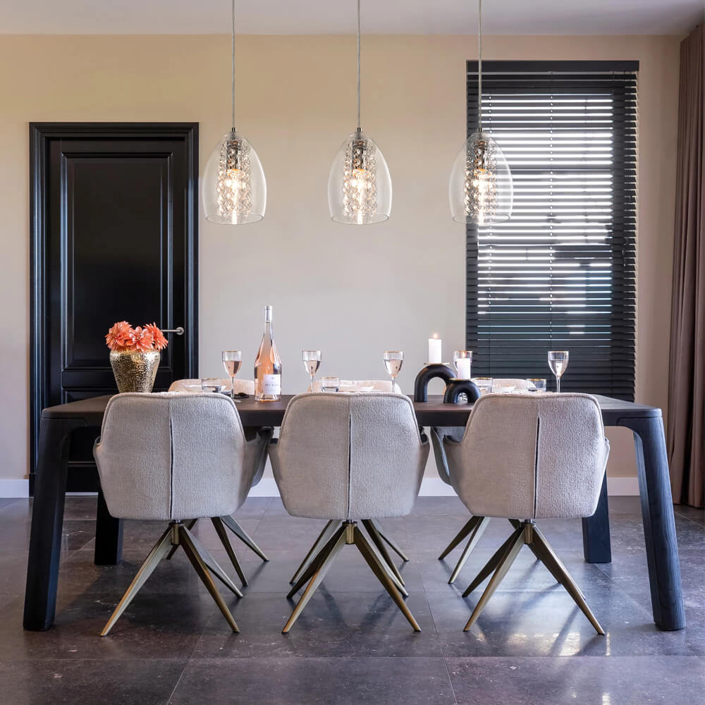 Lámpara Colgante de Vidrio de 1 Luz con Acento de Cristal