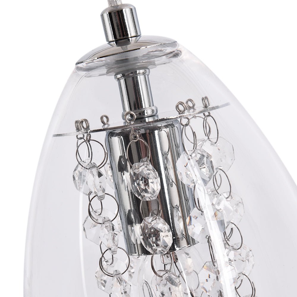 Lámpara Colgante de Vidrio de 1 Luz con Acento de Cristal