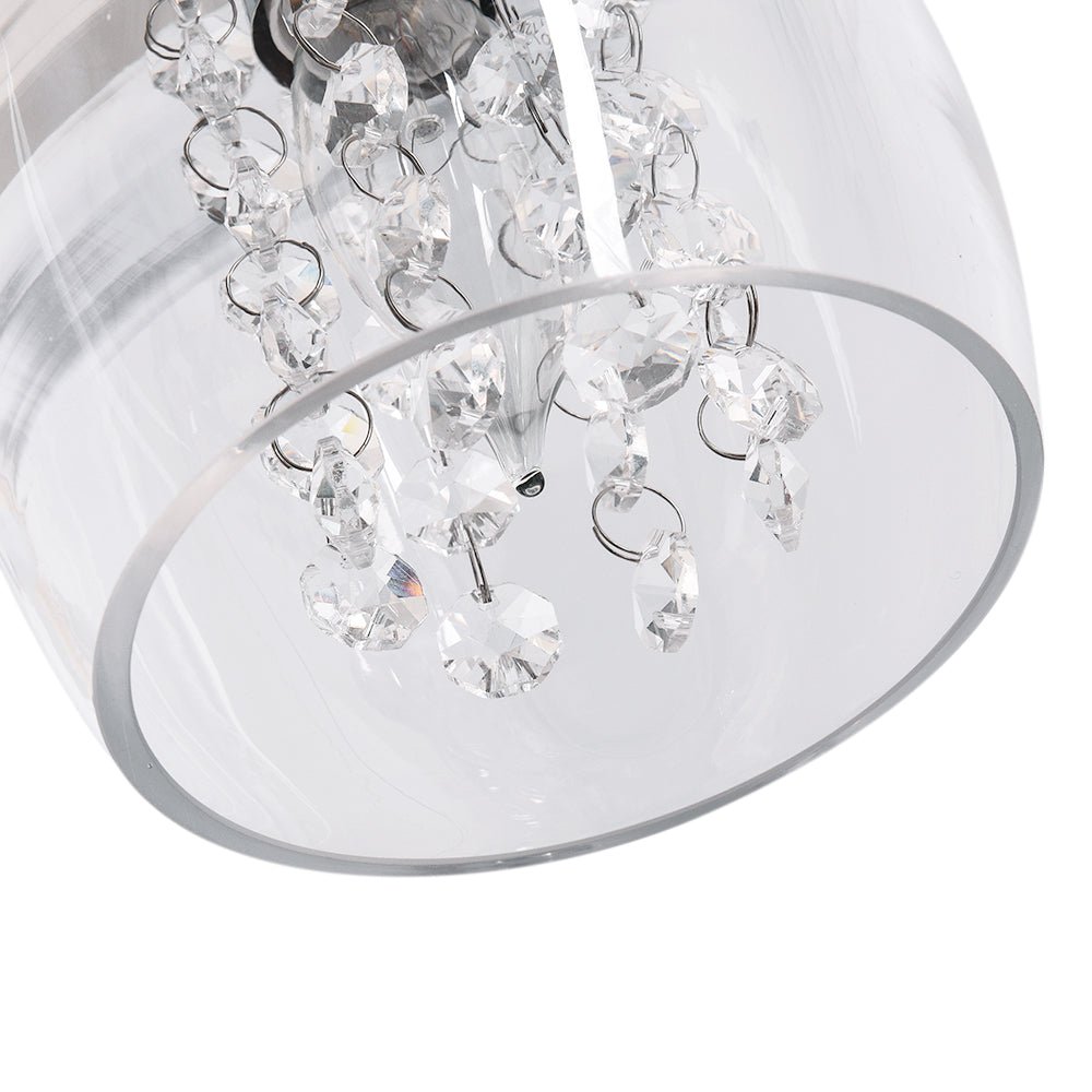 Lámpara Colgante de Vidrio de 1 Luz con Acento de Cristal