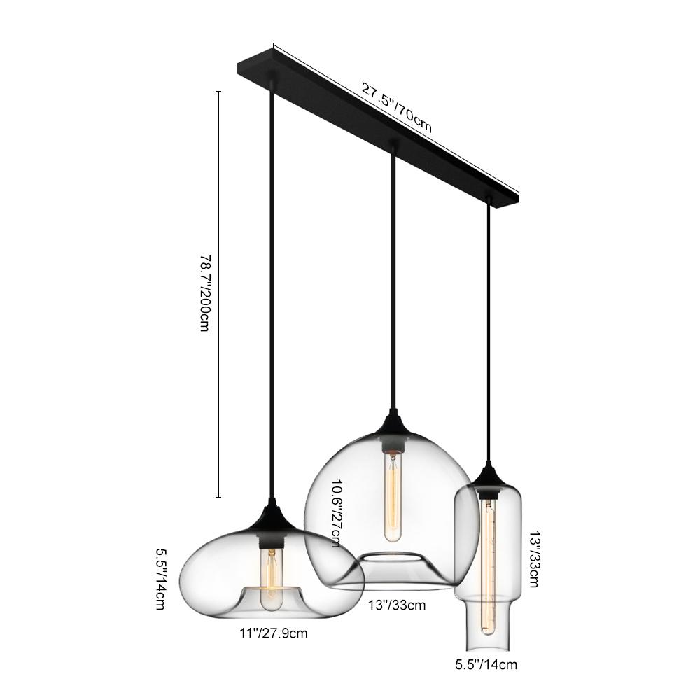 Lámpara Colgante de Cristal de 3 Luces