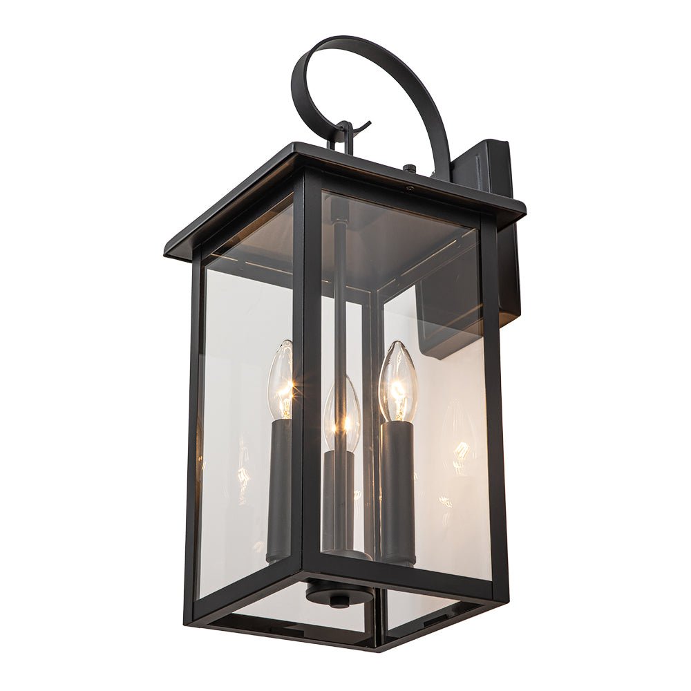 Lámpara de pared exterior impermeable de 3 luces con pantalla de vidrio claro