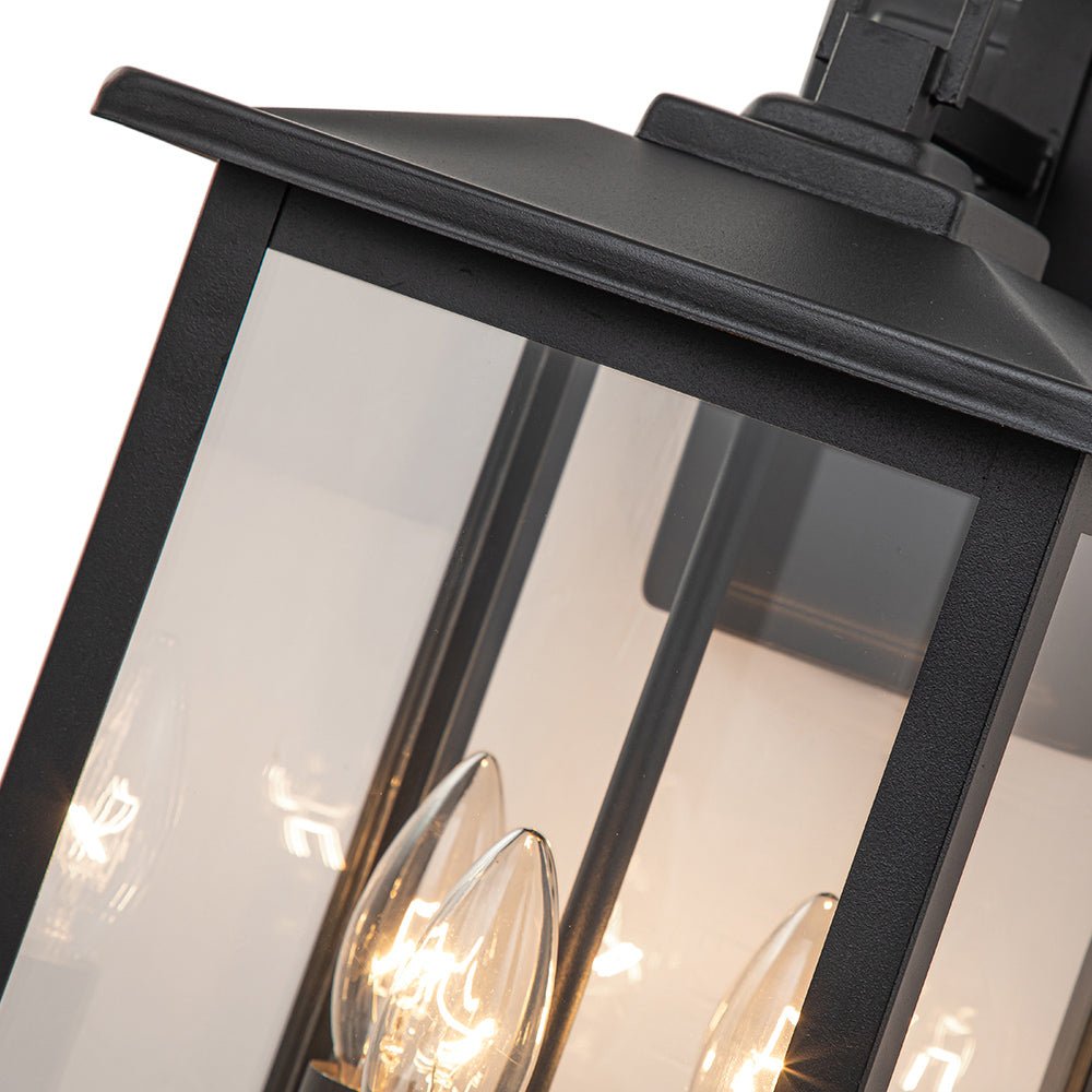 Lámpara de pared exterior impermeable de 3 luces con pantalla de vidrio claro