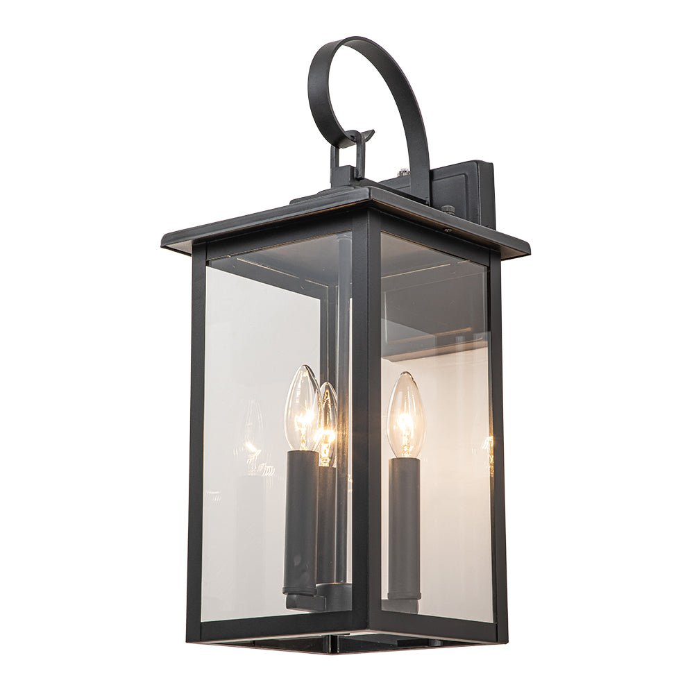 Lámpara de pared exterior impermeable de 3 luces con pantalla de vidrio claro