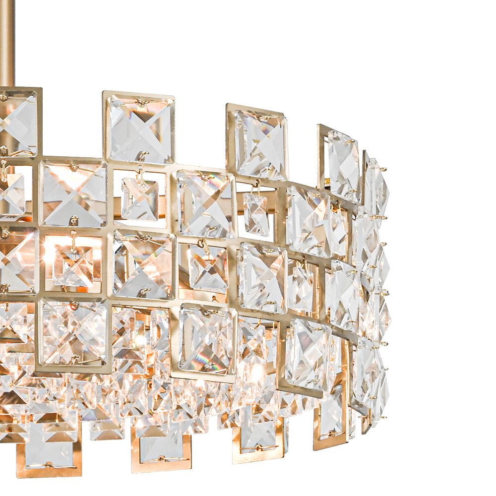 Luz de Techo Semi Flush de Tambor de Cristal Glam de Diseño Hueco de 4 Luces