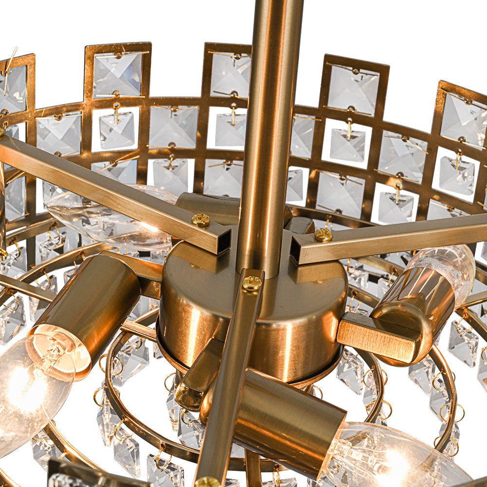Luz de Techo Semi Flush de Tambor de Cristal Glam de Diseño Hueco de 4 Luces