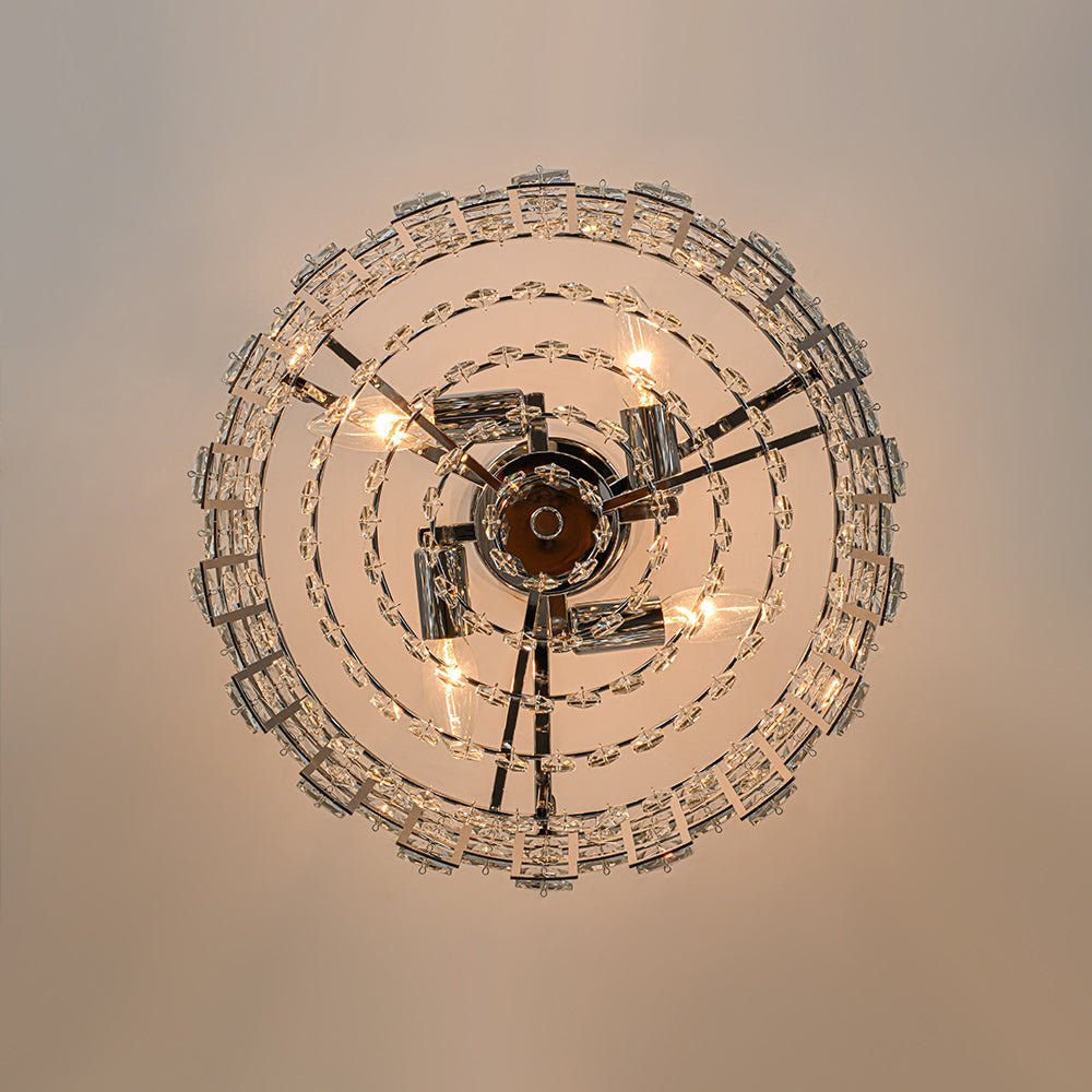 Luz de Techo Semi Flush de Tambor de Cristal Glam de Diseño Hueco de 4 Luces