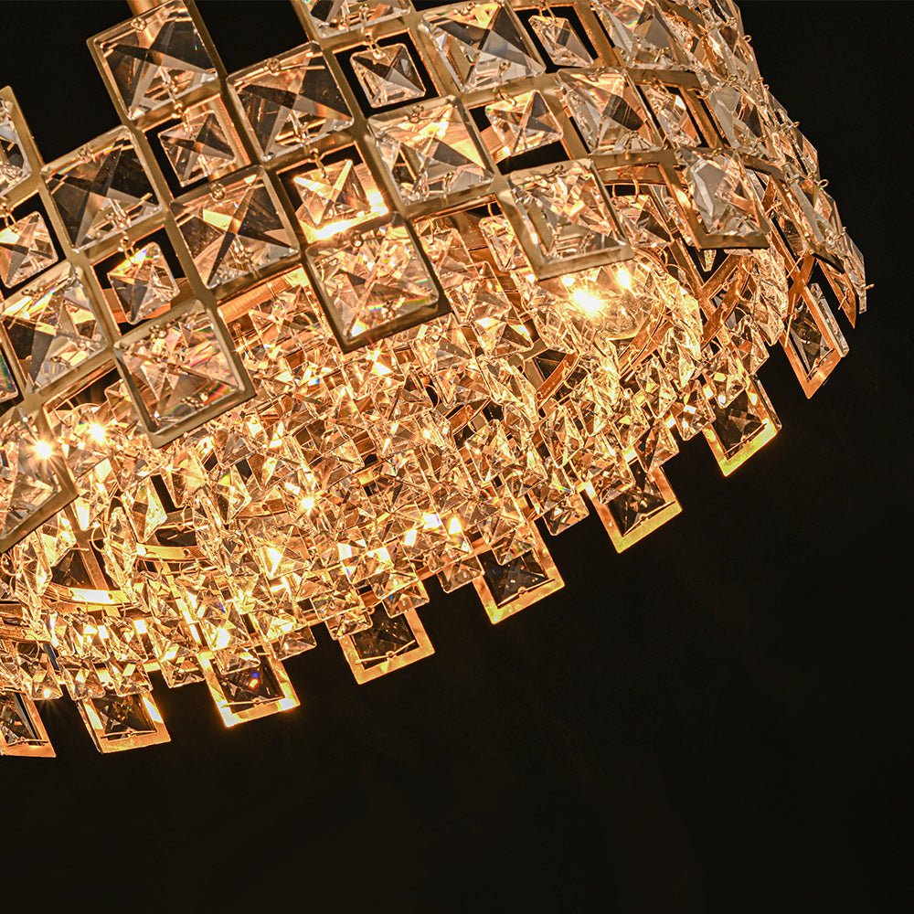 Luz de Techo Semi Flush de Tambor de Cristal Glam de Diseño Hueco de 4 Luces