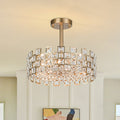Luz de Techo Semi Flush de Tambor de Cristal Glam de Diseño Hueco de 4 Luces