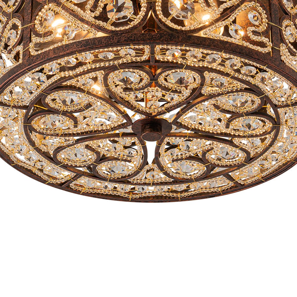 Luz de Techo de Cristal Vintage de 4 Luces