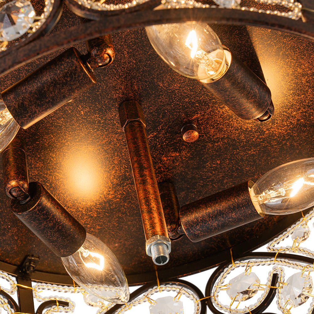 Luz de Techo de Cristal Vintage de 4 Luces