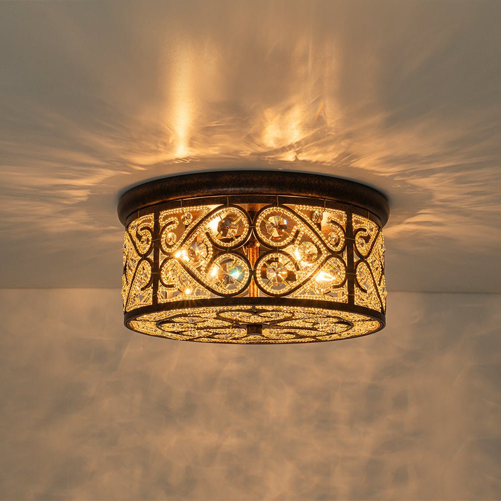 Luz de Techo de Cristal Vintage de 4 Luces