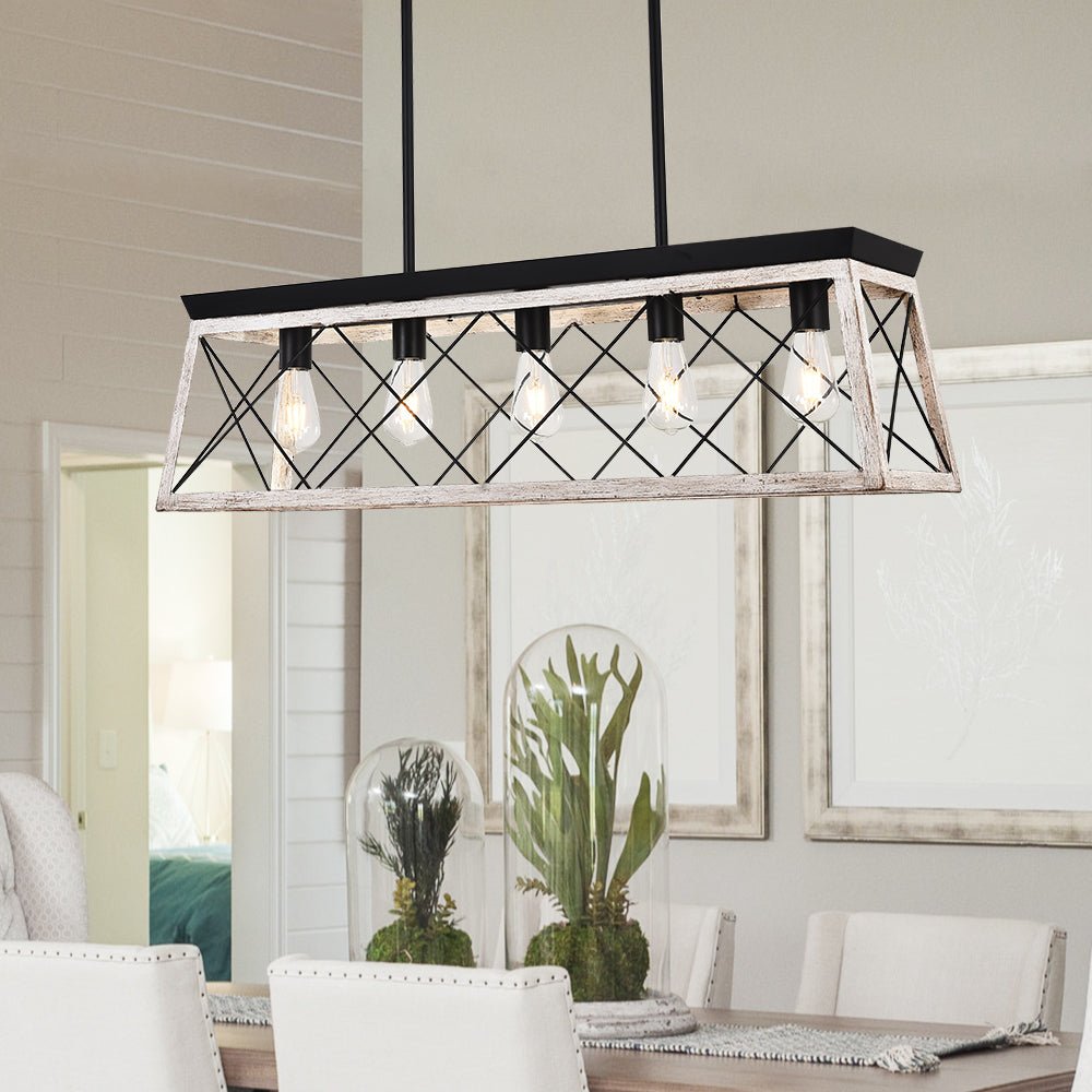 Lámpara de Araña Lineal Rectangular de 5 Luces para Isla de Cocina