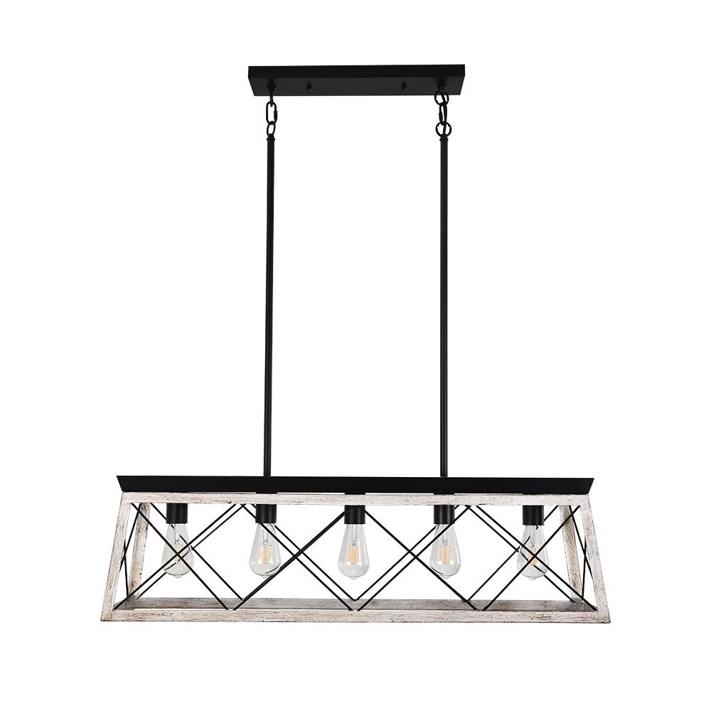 Lámpara de Araña Lineal Rectangular de 5 Luces para Isla de Cocina