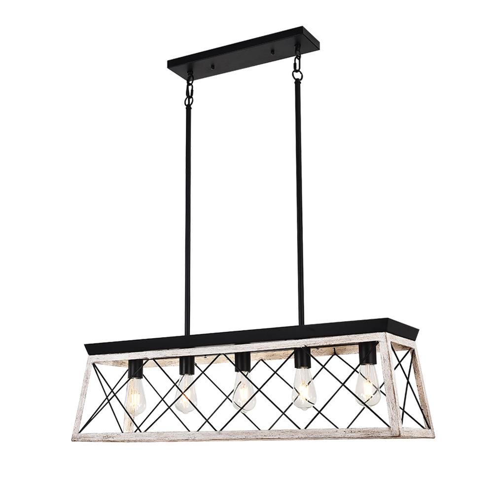 Lámpara de Araña Lineal Rectangular de 5 Luces para Isla de Cocina