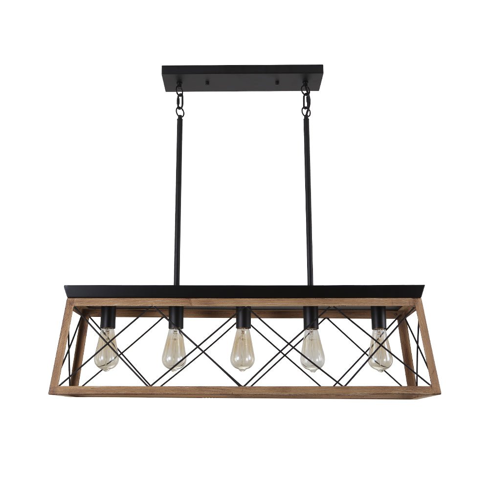 Lámpara de Araña Lineal Rectangular de 5 Luces para Isla de Cocina