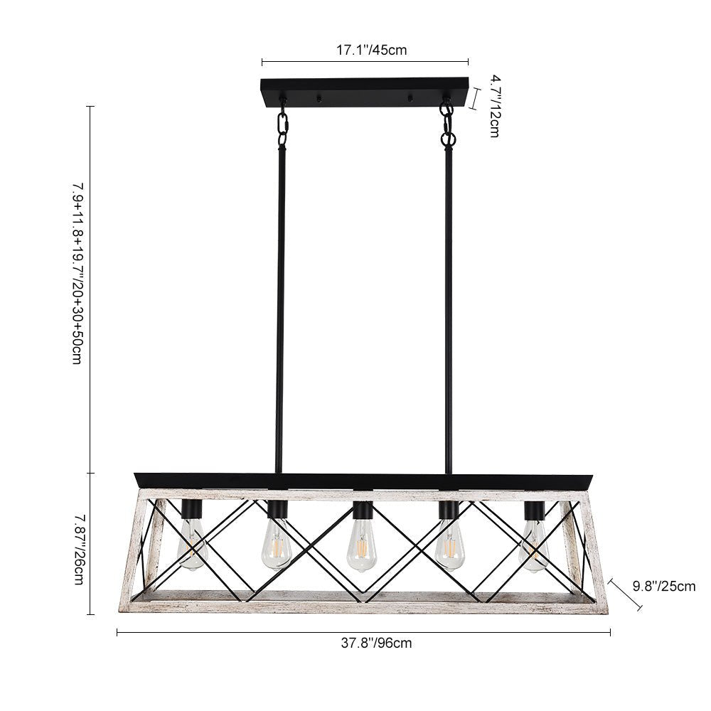 Lámpara de Araña Lineal Rectangular de 5 Luces para Isla de Cocina