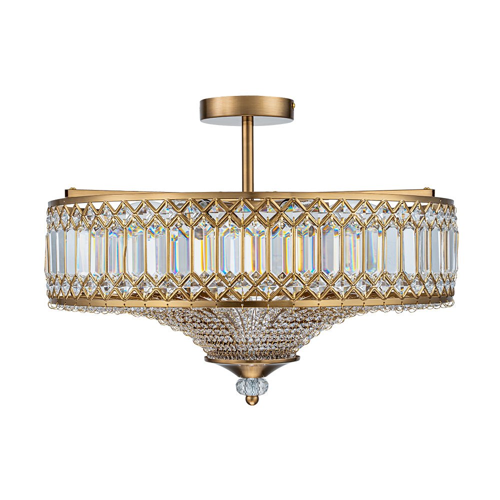 Luz de Techo Semi Flush de Glamour con 6 Luces y Cristales para Porche de Pasillo