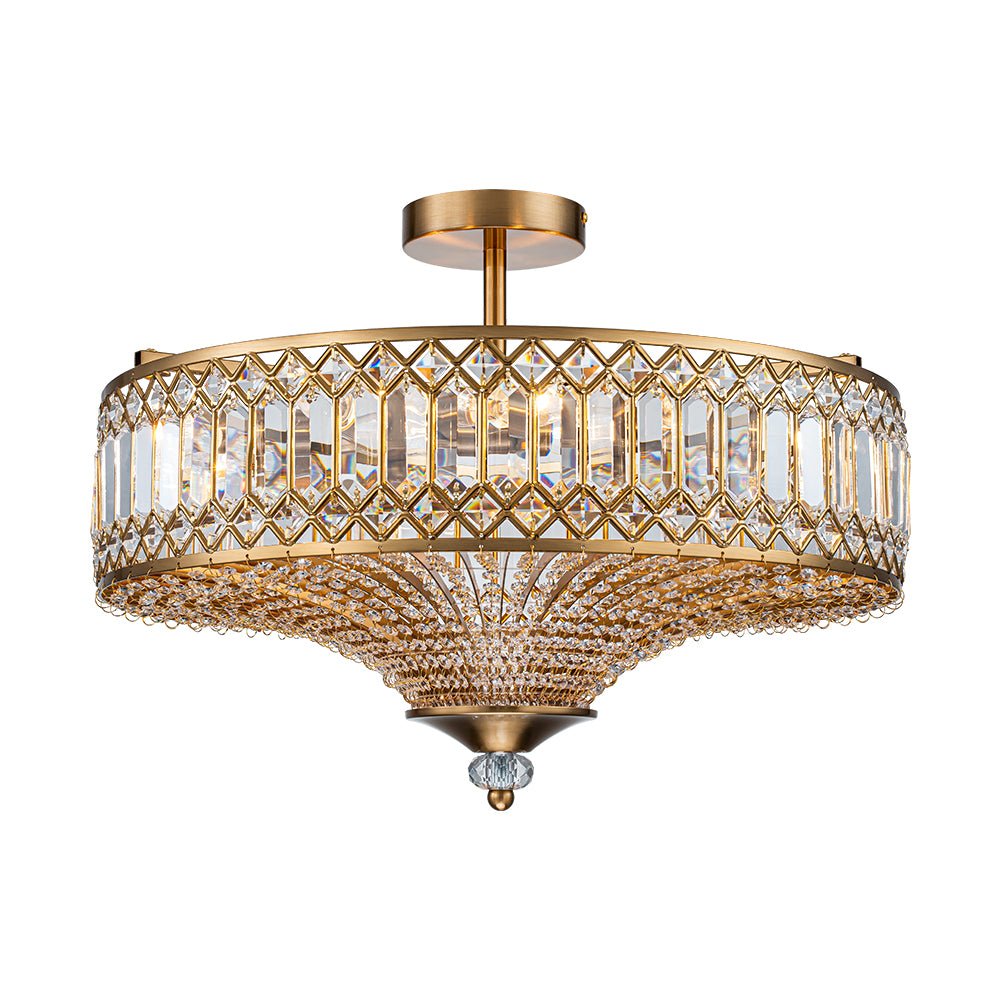 Luz de Techo Semi Flush de Glamour con 6 Luces y Cristales para Porche de Pasillo