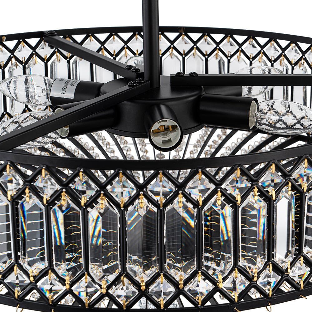 Luz de Techo Semi Flush de Glamour con 6 Luces y Cristales para Porche de Pasillo