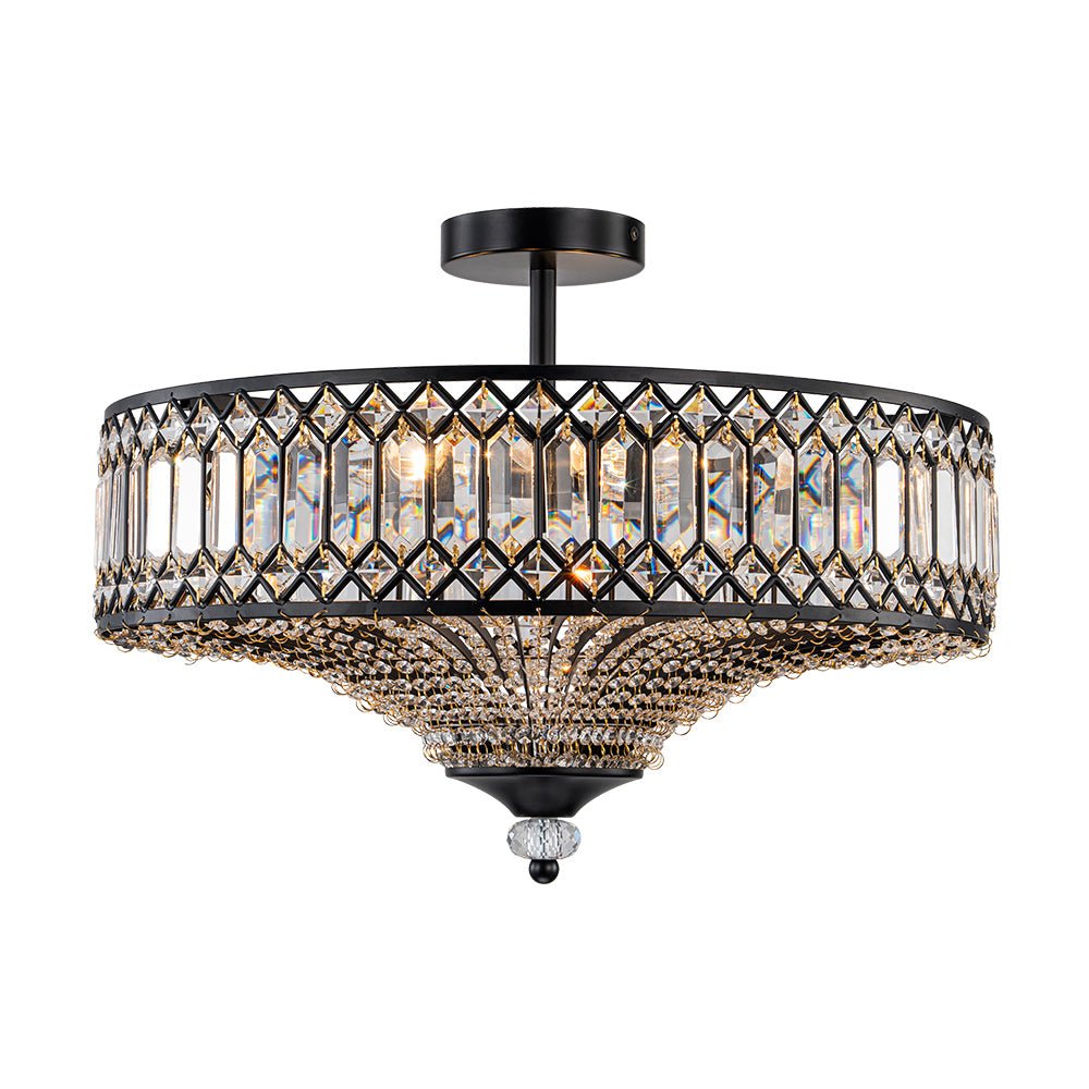 Luz de Techo Semi Flush de Glamour con 6 Luces y Cristales para Porche de Pasillo
