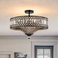Luz de Techo Semi Flush de Glamour con 6 Luces y Cristales para Porche de Pasillo