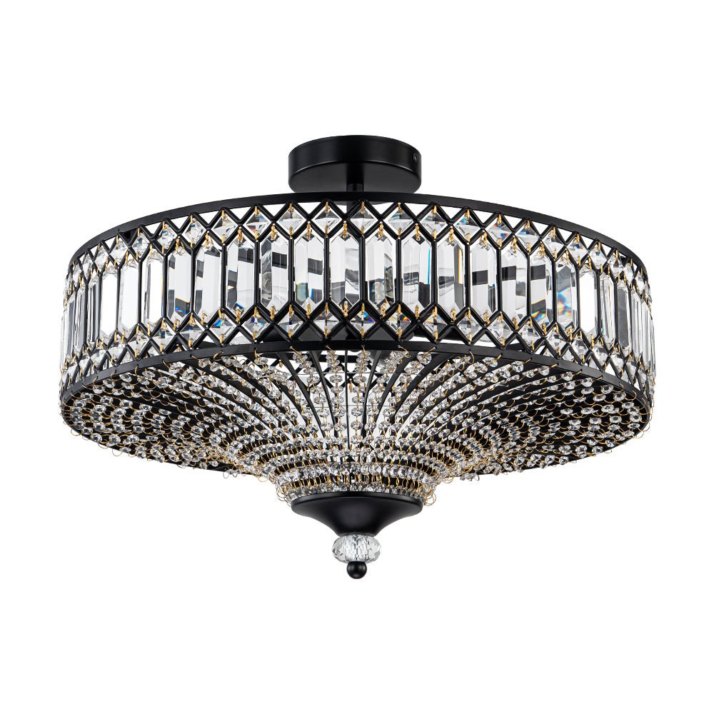 Luz de Techo Semi Flush de Glamour con 6 Luces y Cristales para Porche de Pasillo