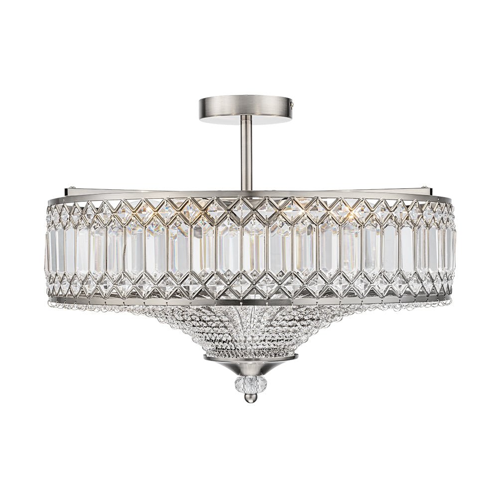 Luz de Techo Semi Flush de Glamour con 6 Luces y Cristales para Porche de Pasillo
