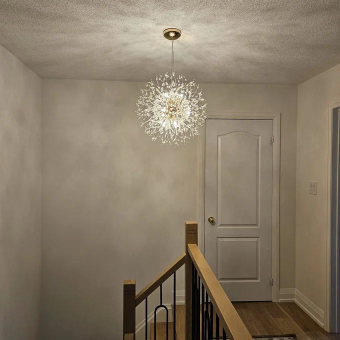 Luz Sputnik Única Moderna de Cristal con 9 Luces de Fuegos Artificiales