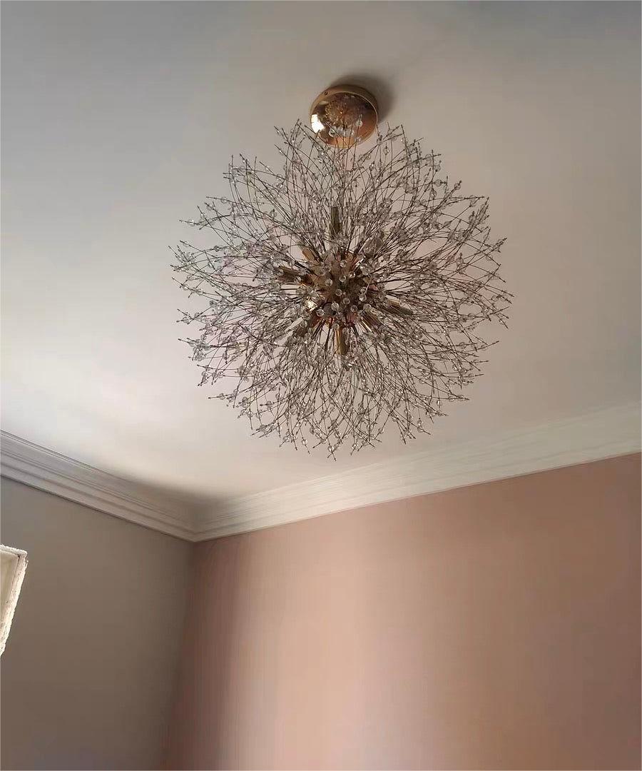 Luz Sputnik Única Moderna de Cristal con 9 Luces de Fuegos Artificiales