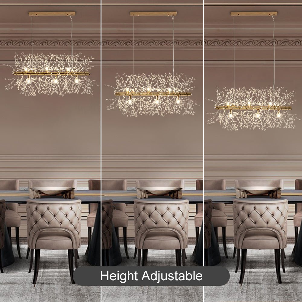 Candelabro Moderno Lineal de Cristal de 9 Luces