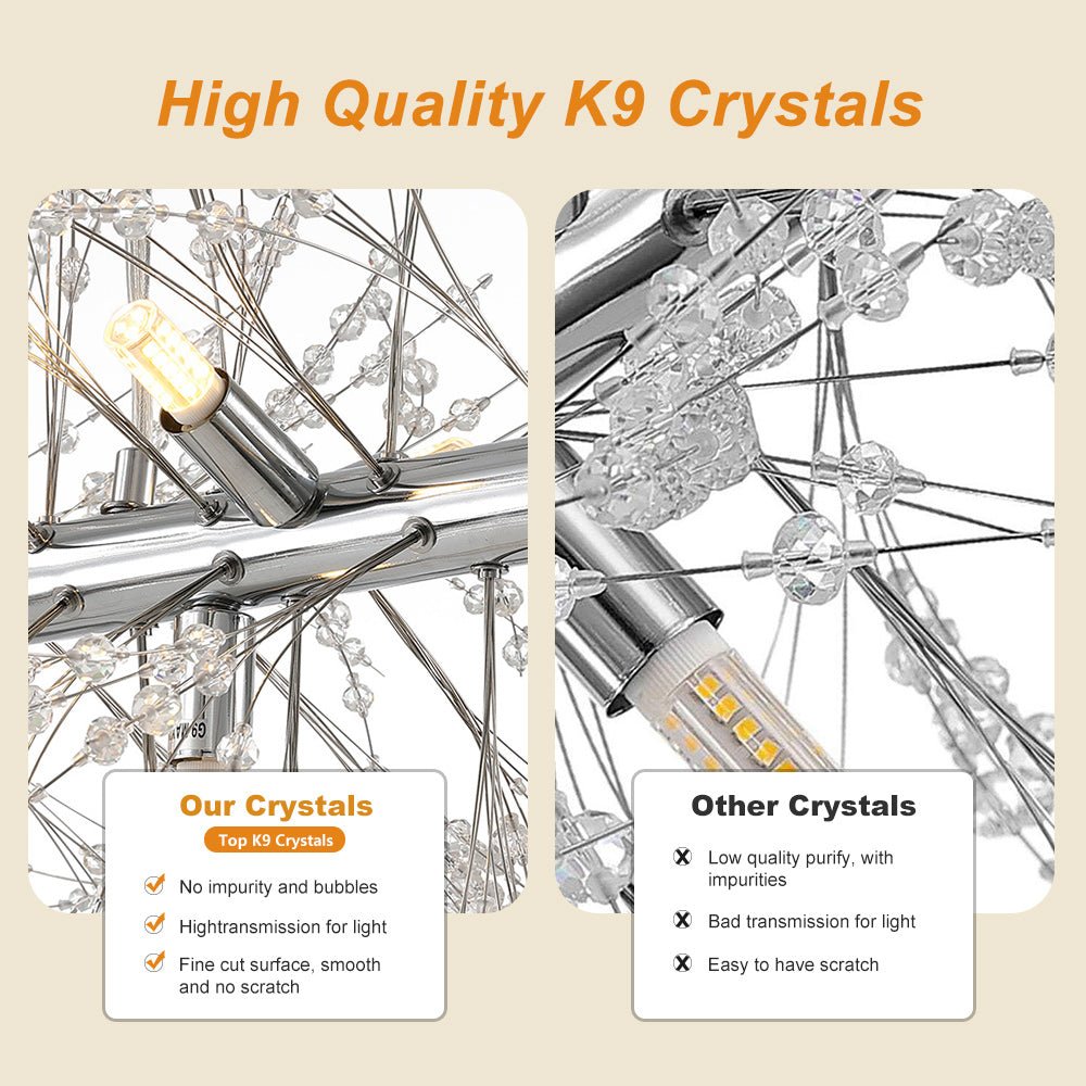 Candelabro Moderno Lineal de Cristal de 9 Luces