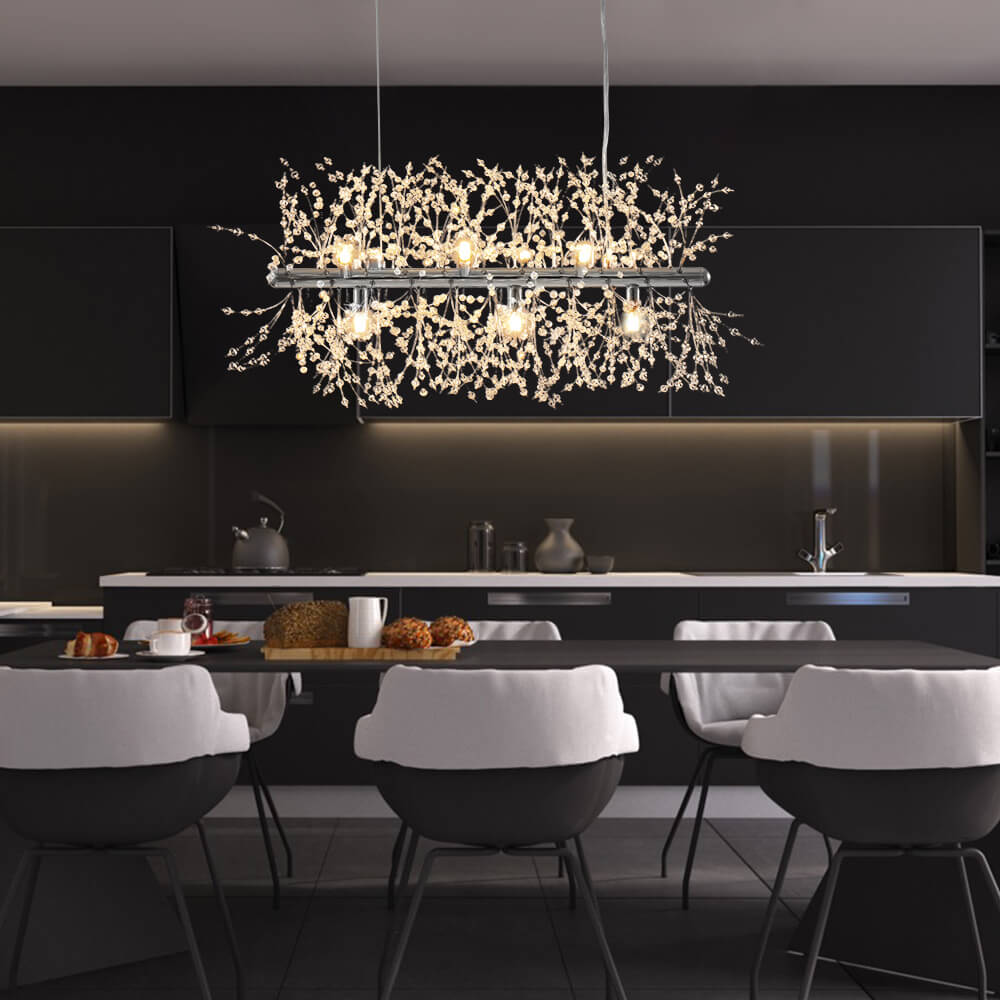 Candelabro Moderno Lineal de Cristal de 9 Luces