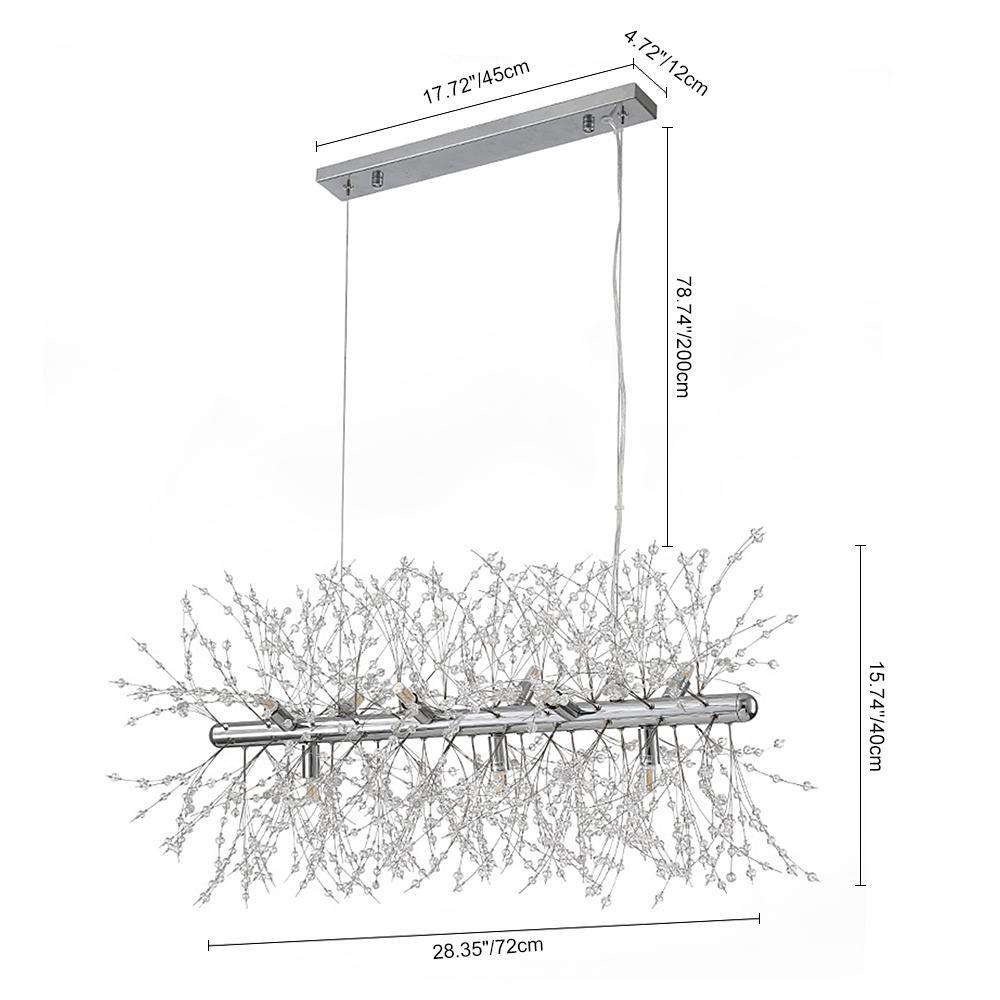 Candelabro Moderno Lineal de Cristal de 9 Luces