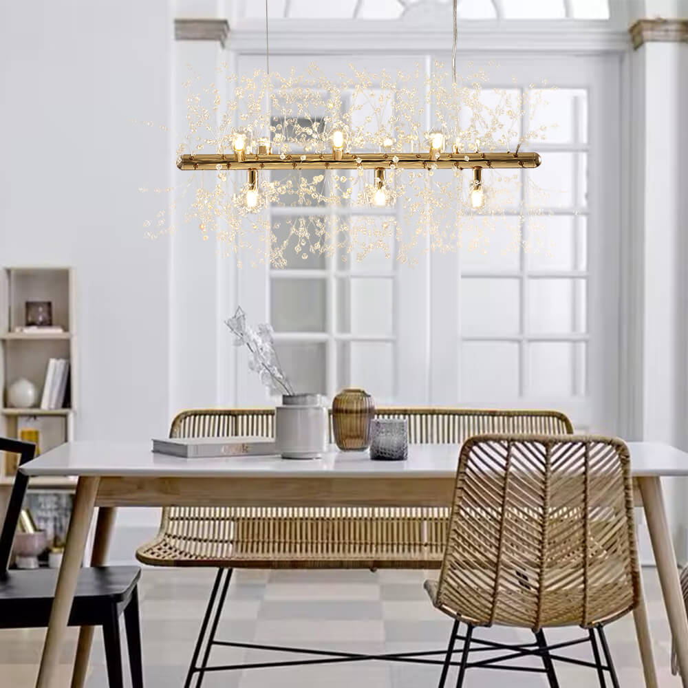 Candelabro Moderno Lineal de Cristal de 9 Luces