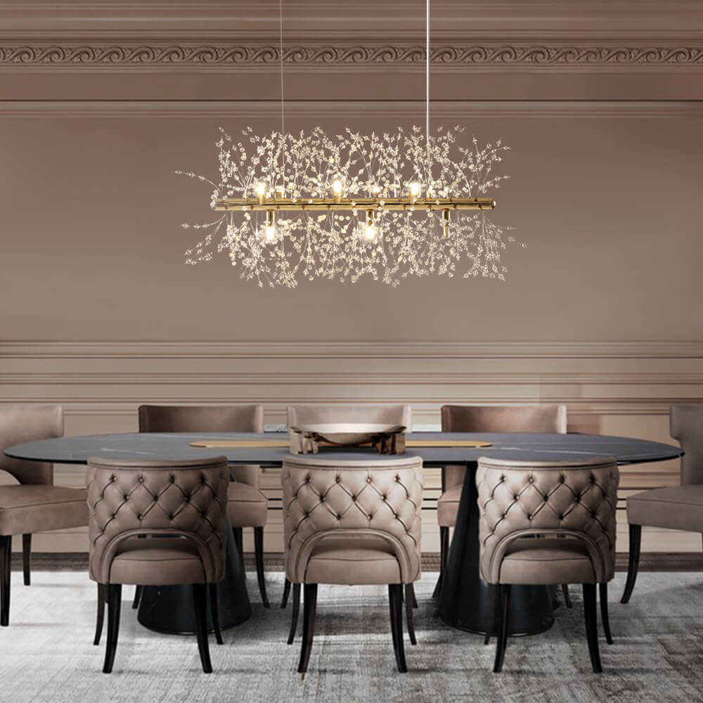 Candelabro Moderno Lineal de Cristal de 9 Luces