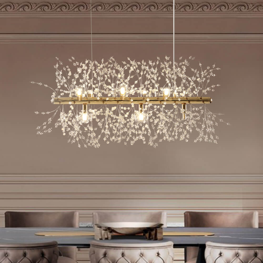 Candelabro Moderno Lineal de Cristal de 9 Luces