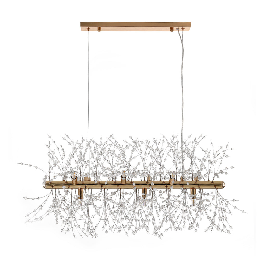 Candelabro Moderno Lineal de Cristal de 9 Luces